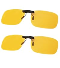 Image of Clip on Polarized Night Vision Glasses Flip up Sunglasses to Wear Over Prescription Glasses for Night Driving 2 Pack