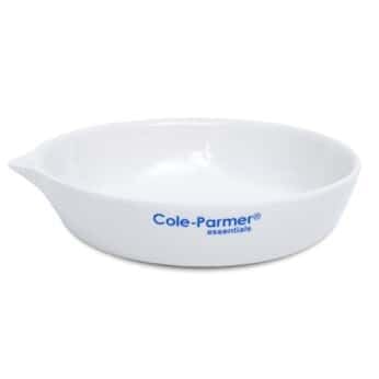 Cole-Parmer Evaporating Dish, Porcelain, Flat Form, 100 mL, 6/pk