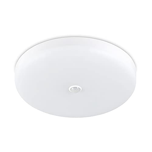 Kwazar - Plafonnier, Luminaire, Interieur avec Détecteur De Mouvement, Lampe LED 15W 1200 LM, Eclairage Salle De Bain Ø 14,8 cm, IP44, Salon, Pièces...