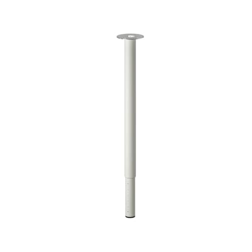 IKEA Tischbein 'OLOV' Bein aus Stahl - farbig lackiert - verstellbar zwischen 60 und 90 cm - mit Schutzkappe für Boden und INKL. Schrauben für Tischplatte (weiß)