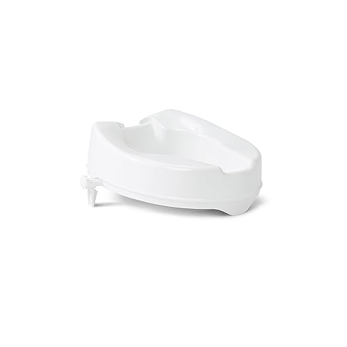 Medline Raised Toilet Seat with Secure Side Locks, 4' Elevation - 250 lbs. Capacity, for Seniors, Elderly, Independent Adults and Disabled Adults - 1 Ct.