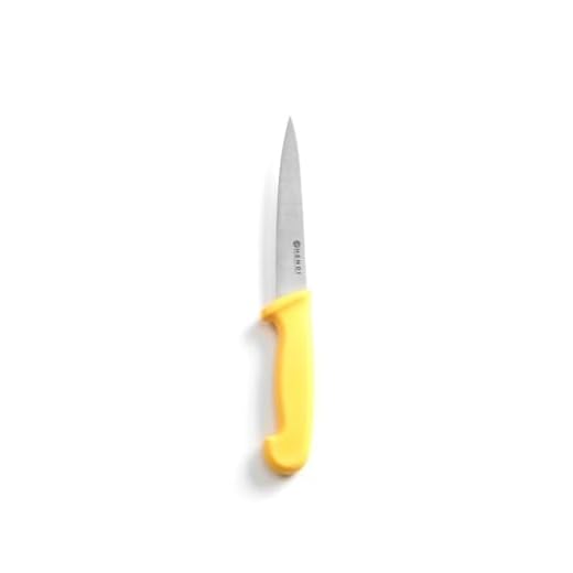 HENDI Fileermes, puntig lemmet, voor vlees en vis, extra scherp, HACCP, vleesmes, trancheermes, koksmes, keukenmes, lemmet lengte: 150mm, 295x40x(H)22mm, roestvast staal, polypropyleen, geel