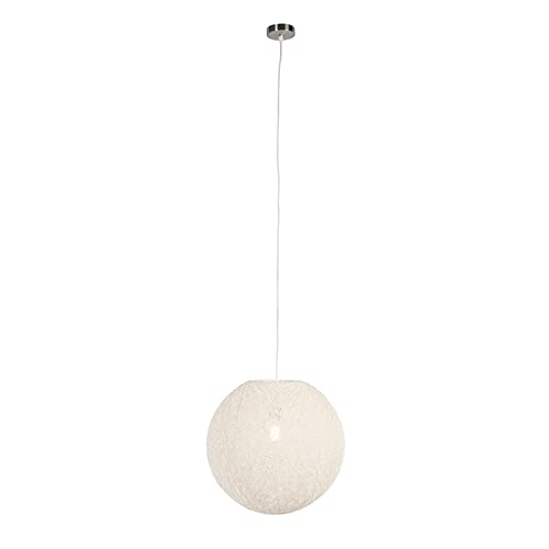 Qazqa Pendelleuchte, Pendellampe - Corda - Weiß, Rund, 45cm, Ideal als Wohnzimmerlampe