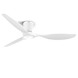ocioc Ventilador de Techo con Luz Silencioso y Mando a Distancia, 132cm Blanco