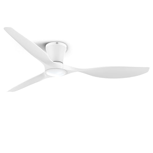 ocioc Ventilador de Techo con Luz Silencioso y Mando a Distancia, Lámpara Ventilador Grande LED Regulable, 6 Velocidades, DC Motor Reversible, Luz Regulable para Dormitorio, Salón, 132cm Blanco