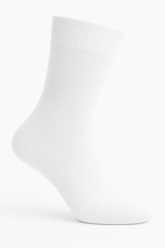 Image of Sir Johnson Socks White School Socks for Girls, Boys & Kids - (Pack of 3) - Plain White Calf Length Uniform Socks - Classic Cotton Lycra - Heavy Elastic, Comfortable Fit