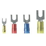 Panduit, PV14-10F-C, Fork Terminal Vinyl Insulated Funnel Entry 16-14 AWG #10 Stud Size Standard Package. (500 Item/s)