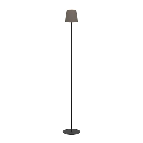 Eglo Lampadaire Fiorana, lampe de salon minimaliste sur pied, luminaire avec abat-jour cappuccino et doré, douille E14, H 140,5 cm