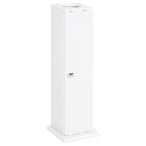 HOMCOM Toilet Paper Cabinet, Small Bathroom Corner Floor Cabinet with Doors and Shelves, Thin Storage Bathroom Organizer for Paper Shampoo, White