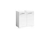 byLIVING Waschbeckenunterschrank Nebraska/Korpus matt weiß / 2 Türen Hochglanz weiß lackiert/Bad Waschtisch Unterschrank stehend/WABU 2-türig/B 60, H 59, T 31,5 cm
