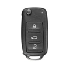 Image of KMH Aluminium Alloy with Leather Car Key Cover Compatible for Volkswagen Polo Vento Jetta Ameo Passat and Skoda Rapid Laura Superb Octavia Fabia Yeti 3 Button Smart Key