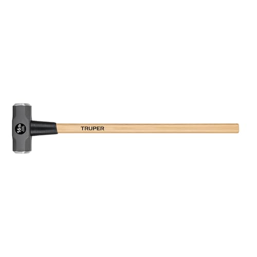 Truper 16 lb Sledge Hammer, 36-Inch American Hickory Wood Handle, Double-Faced Forged High-Carbon Steel Heavy Demolition Tool (Model 30922 / MD-16H)