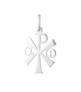 Pendentif CHRISME Or 750/00 Argyor, le cadeau de naissance idéal en or blanc 18 carats
