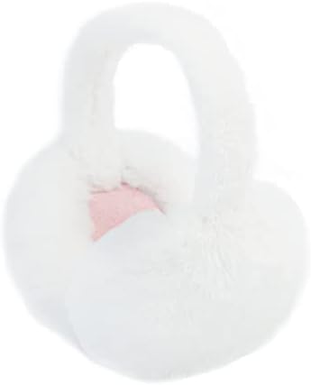 PIGBENGO Foldable Ear Muffs for Women Cold Weather Fluffy Earmuffs Winter Warm Headband Cute Slouchy Ear Warmers (White)