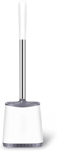 Toilet Brush, Silicone Toilet Brush and Holder, Flexible Toilet Bowl Brush Head with Ventilated...