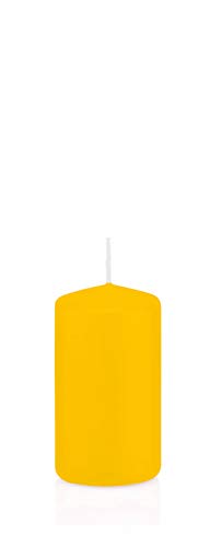 INNA-Glas Vela Columna/Cirio Maeva, Amarilla, 10cm, Ø5cm, 23h Vela de Mesa - Candela Cover