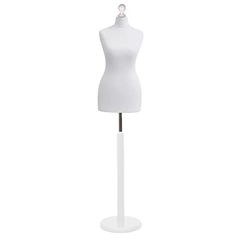 Display Guru Female Dressmaking Tailors Dummy Mannequin Bust Size 8/10 On White Wood Round Base With White Cover