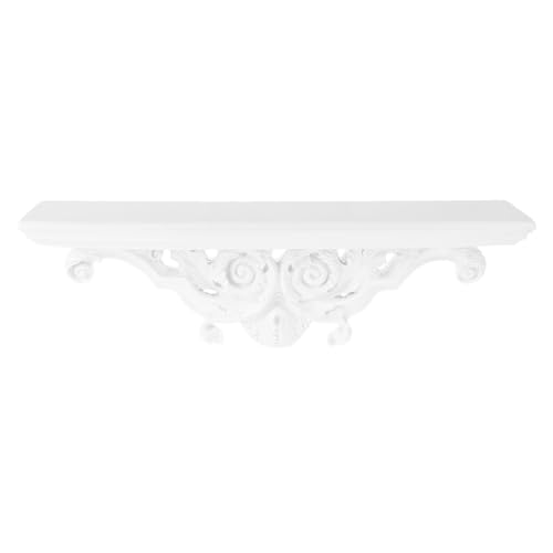 Angoily Estante Flotante de Pared de Resina Estilo Europeo Pequeño Blanco, Estantería Decorativa Tridimensional para Dormitorio, Sala y Cocina, Estantes de Almacenamiento Creativos