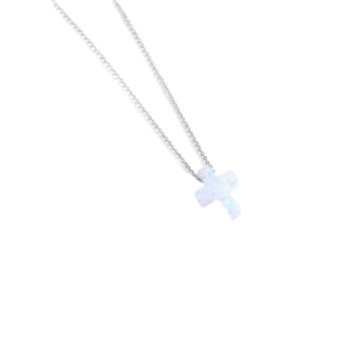 Collier Rosaire Argent 925 Anti-Allergie YXWYXWA avec Croix et Opale