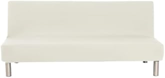 Solid Colour Armless Sofa Bed Cover Polyester Spandex Stretch Futon Slipcover Protector 3 Seater Elastic Full Folding Couch Sofa Cover fits Folding Sofa Bed without Armrests 80" x 50" in…