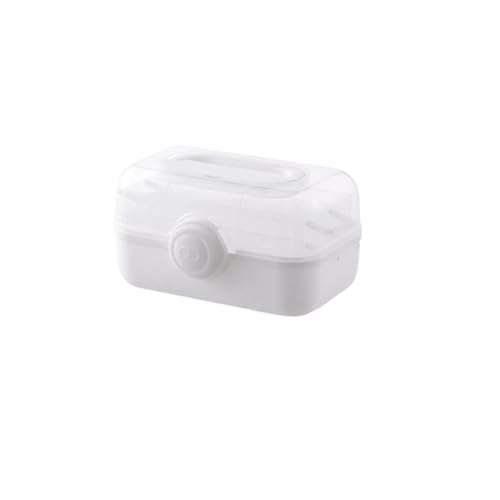 lmoikesz Boîte de rangement de médecine familiale, compartiment convivial, armoire à pharmacie en plastique PP facile à utiliser, conteneur de grande capacité, médium blanc