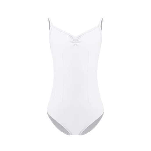 ZYXWVU Ballett Trikot Mädchen Ballett Body Teenager TanzBody Gymnastikanzug Trikot Leibchen für Kinder, 7006-weiß, 10-11 Jahr