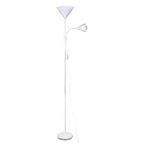 Lámpara de pie con lector Orientable Blanco con 2 interruptores y tulipa opal blanco