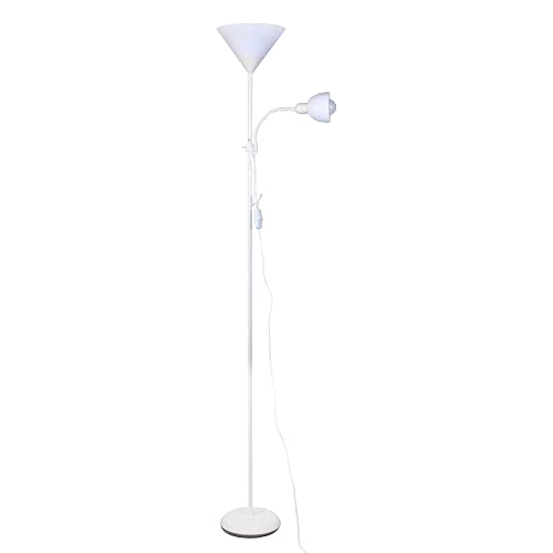 Lámpara de pie con lector Orientable Blanco con 2 interruptores y tulipa opal blanco