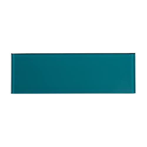 Adedeo Glass Subway Tile 4 X 12 Inch Dark Teal For Kitchen Backsplash Bathroom Wall Pack Of 12 Sheets #TOP1