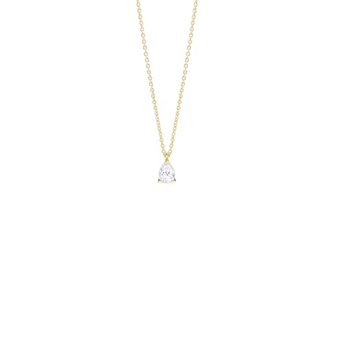 14K Gold Plated Dainty Necklace for Women - Elegant Solitaire Rhinestone Pendant, Minimalist Layering Jewelry Gift for Her, Adjustable 16