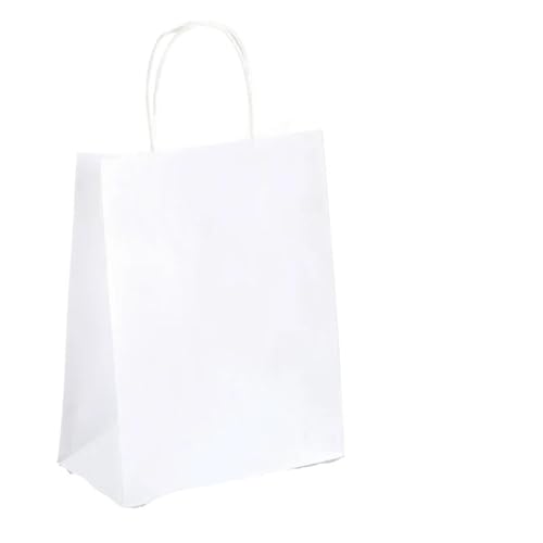 Sac en papier avec poignée emballage cadeau blanc lot 30pcs pour anniversaire