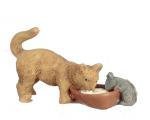Melody Jane Dolls Houses Cat & Mouse Drinking Milk Miniature Pet1:12 Scale