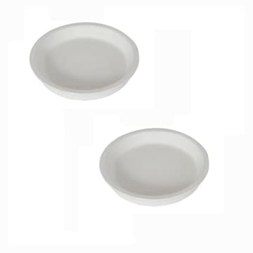 Image of Lasaki Round Ceramic Trays (Plates Saucers) for Pots, planters, Flower, Succulent(Set of 2,White,3.5 inch) R3.5(Plants not Included)