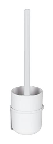 WENKO Kit d'accessoires pour WC Turbo-Loc® Carpino, Porte-Brosse WC en Plastique de Haute qualité à Fixer sans percer sur Surface Lisse, Brosse WC avec...
