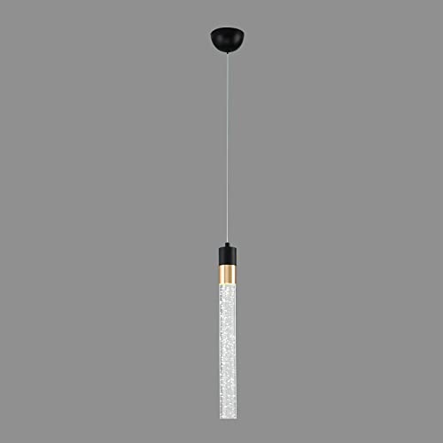 Suspension LED cylindre noir en aluminium luminaire nordique tube long pour cuisine