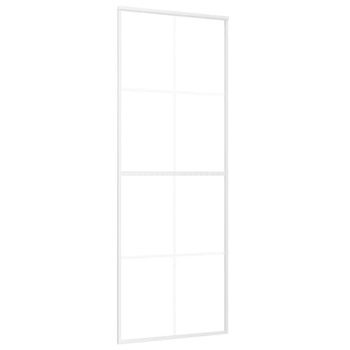 Willood Puerta Corredera Herrajes Entrada Corrediza Deslizante Cuarto de Baño Salón Sala de Estar Habitación ESG Vidrio y Aluminio Blanca 76x205 cm…