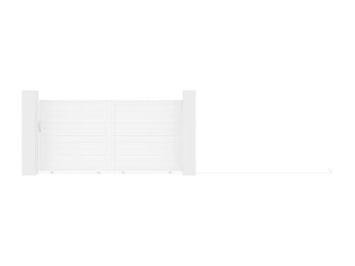 Vente-unique - Portail coulissant aluminium plein L374 x H180 cm blanc - NAZARIO
