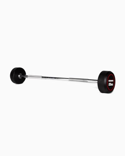 BOOMFIT Barre de Musculation avec Poids Fixe 15kg | Barre Developper Coucher et Squat en Acier Chromé | Haltère pour Entraînement à la Maison et Home Gym |...