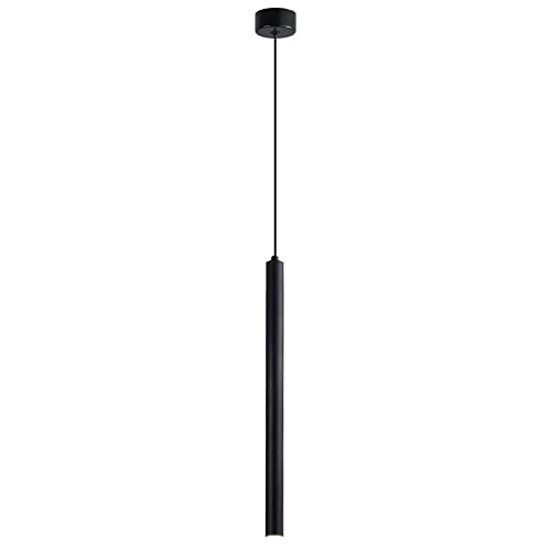 Suspension luminaire tube noire pour ambiance de chambre et salle à manger