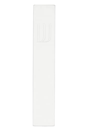 A&S Mezuzot Modern Concrete Mezuzah Case With Scroll, Easy Peel And Stick Mezuza (White+ Engraved Shin, 7 Inches) #TOP2