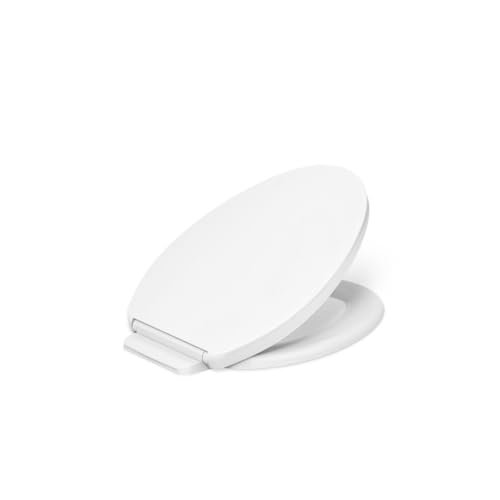 KOHLER K-26801-0 Impro ReadyLatch Quiet Close Elongated Toilet Seat, White Toilet Seat, Grip-Tight Bumpers, New Home Essentials, Slam Prevention