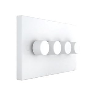 Socket Warehouse White 250W 4 Gang 1 Way Dimmer Switch - White Plastic (4 Gang 1 Way Dimmer Switch)
