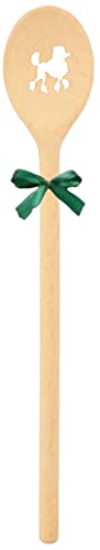 teemando® Cucchiaio da cucina in legno, extra stabile, con motivo barboncino e fiocco, realizzato a mano in Germania, barbecue, cucina, famiglia, idea regalo, Natale