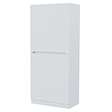 Gxffipw Kleiderschrank 70cm Breit Garderobenschrank mit Doppeltür-Design, Highboard Mehrzweckschrank mit Ablagefach, Hochschrank Kleiderschrank Weiss mit Kleiderstange, Schlafzimmer Möbel ﻿﻿