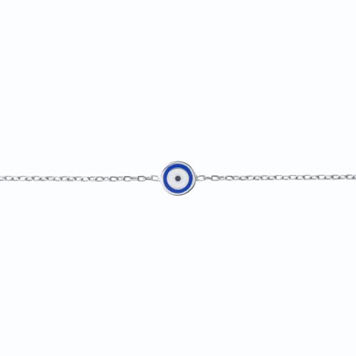 925 Sterling Silver Bracelet, Blue Evil Eye Charm, Turkish Eye, Nazar Eye Design, Enamel Bracelet