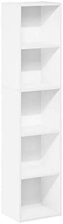 Furinno Luder Bookcase / Book / Storage, 5-Tier Cube, White