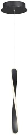 ET2 E24151-BK Pirouette Energy Star Twisted Silicone Spiral Mini LED Pendant Ceiling Lighting, 1-Light 16 Watt, 18" H x 8" W, Black