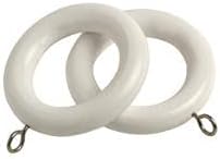 Wooden Curtain Pole Ring Hooks With Eyes for 28mm Poles (28mm) (White, Sample Ring)