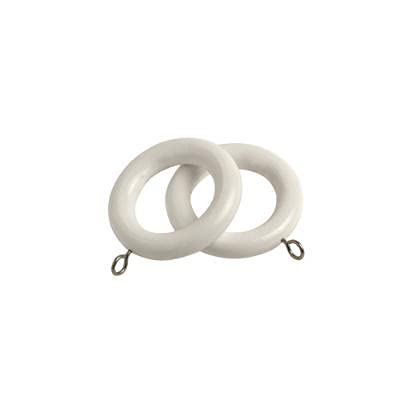Wooden Curtain Pole Ring Hooks With Eyes for 28mm Poles (White, Pack Of 32)