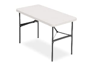 Seatopia 4ft Folding Table,Portable Plastic Folding Table,Adjustable Camping Table for Indoor Outdoor Picnic Beach Party Camping,White